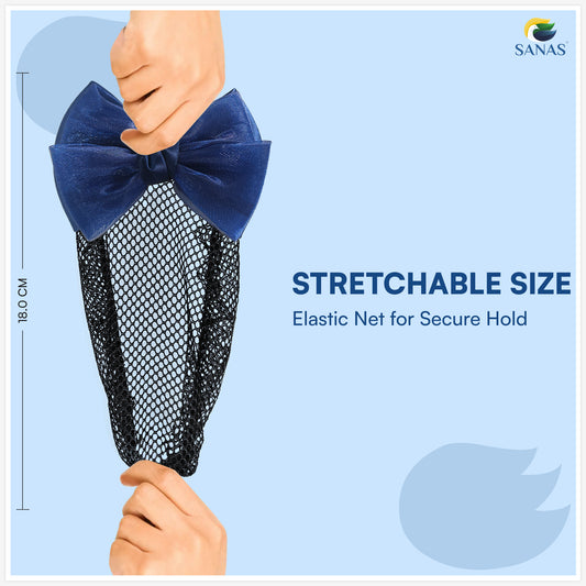 Sanas Hair Clip Juda Net For Women Shiny Blue Mesh Pattern (1Pc)