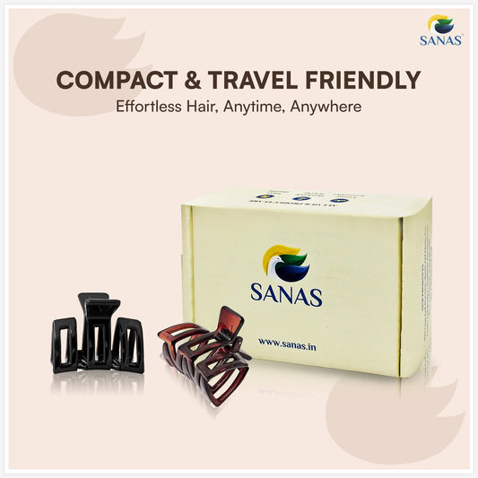 SANAS (3 Pcs) Plastic Hair Claw Clips Stylish Aesthetic Clutchers Hair Accessories for Women and Girls Versatile 3 Shades (3 Pcs)