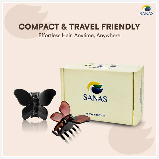 SANAS (3 Pcs) Butterfly Hair Claw Clips Stylish Aesthetic Clutchers Hair Accessories for Women and Girls Versatile 3 Shades (3 Pcs)