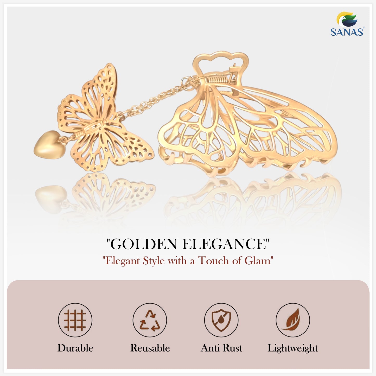 SANAS (2 Pcs) Metal Butterfly with Tassel Hair Accessories for Women and Girls (2 Pcs)