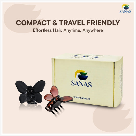 SANAS (4 Pcs) Butterfly Hair Claw Clips Stylish Aesthetic Small Clutchers Hair Accessories for Women and Girls Versatile 4 Shades (4 Pcs)