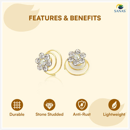 Sanas Pearl Spring Bun Pins – Easy Hair Bun Styling Accessories for Women – 12 Pcs