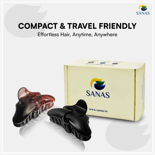 SANAS (2 Pcs) Hair Clips for Girls Stylish Claw Clips Aesthetic Fashion Hair Accessories Versatile Black and Dual Tone (2 Pcs)