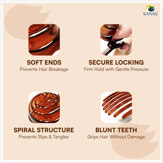 Sanas Hair Clips For Woman Spiral Shell Pattern Korean Clips (3Pcs)