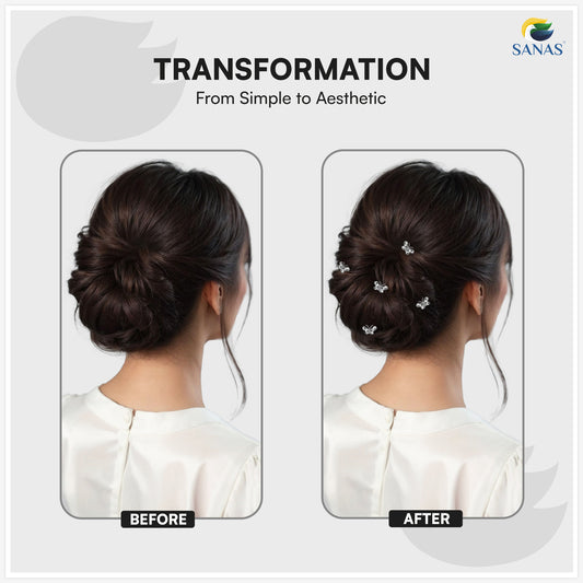 Sanas Crystal Butterfly Hair Bun Pin For Women Pack Of 12