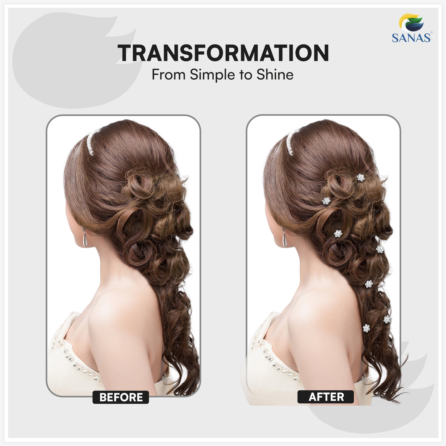 Sanas Pearl Juda Pin Set – CR Silver Bun & Updo Hair Accessories – 12 Pcs