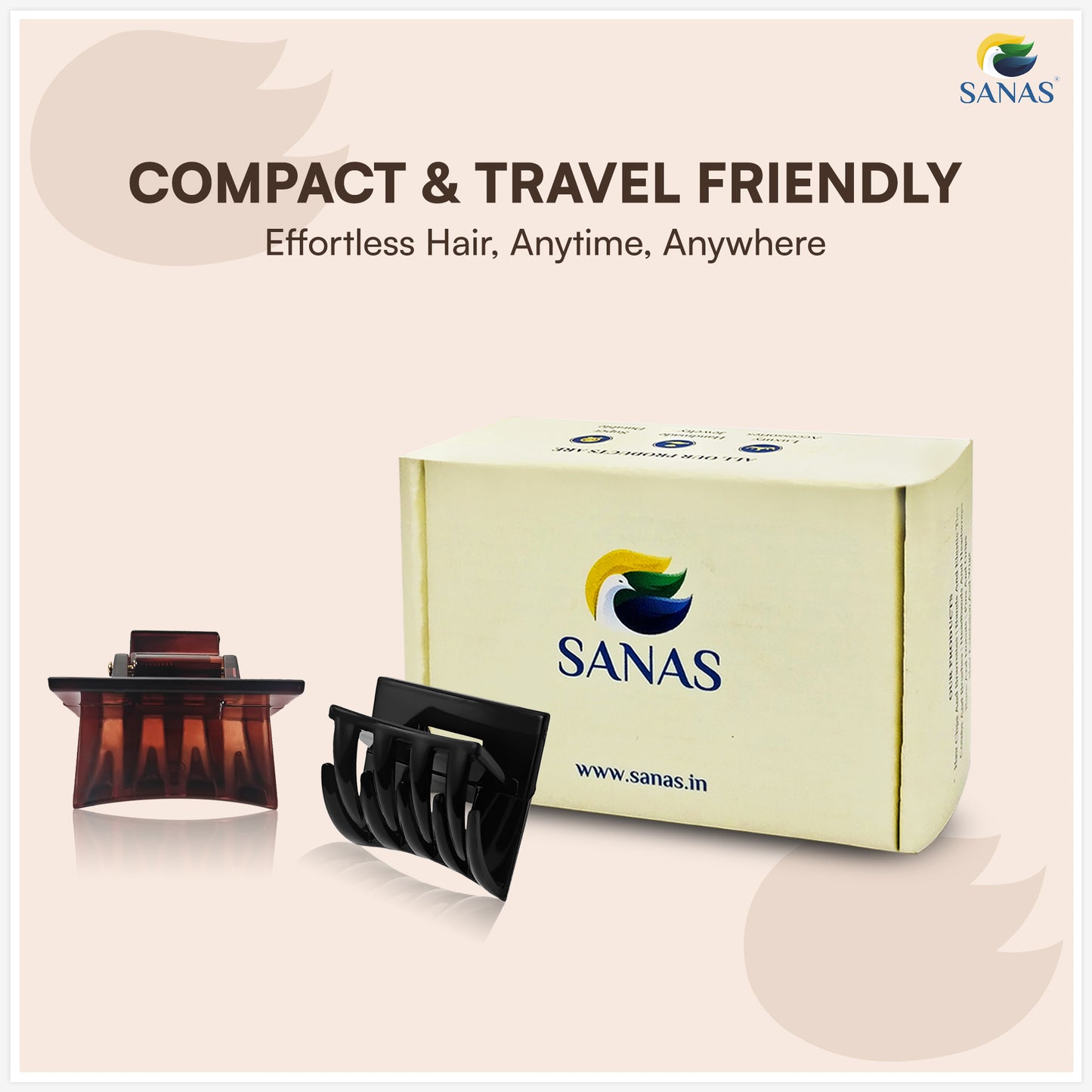 SANAS (3 Pcs) Hair Claw Clips Stylish Aesthetic Clutchers Cute Hair Accessories for Women and Girls Versatile 3 Shades (3 Pcs)