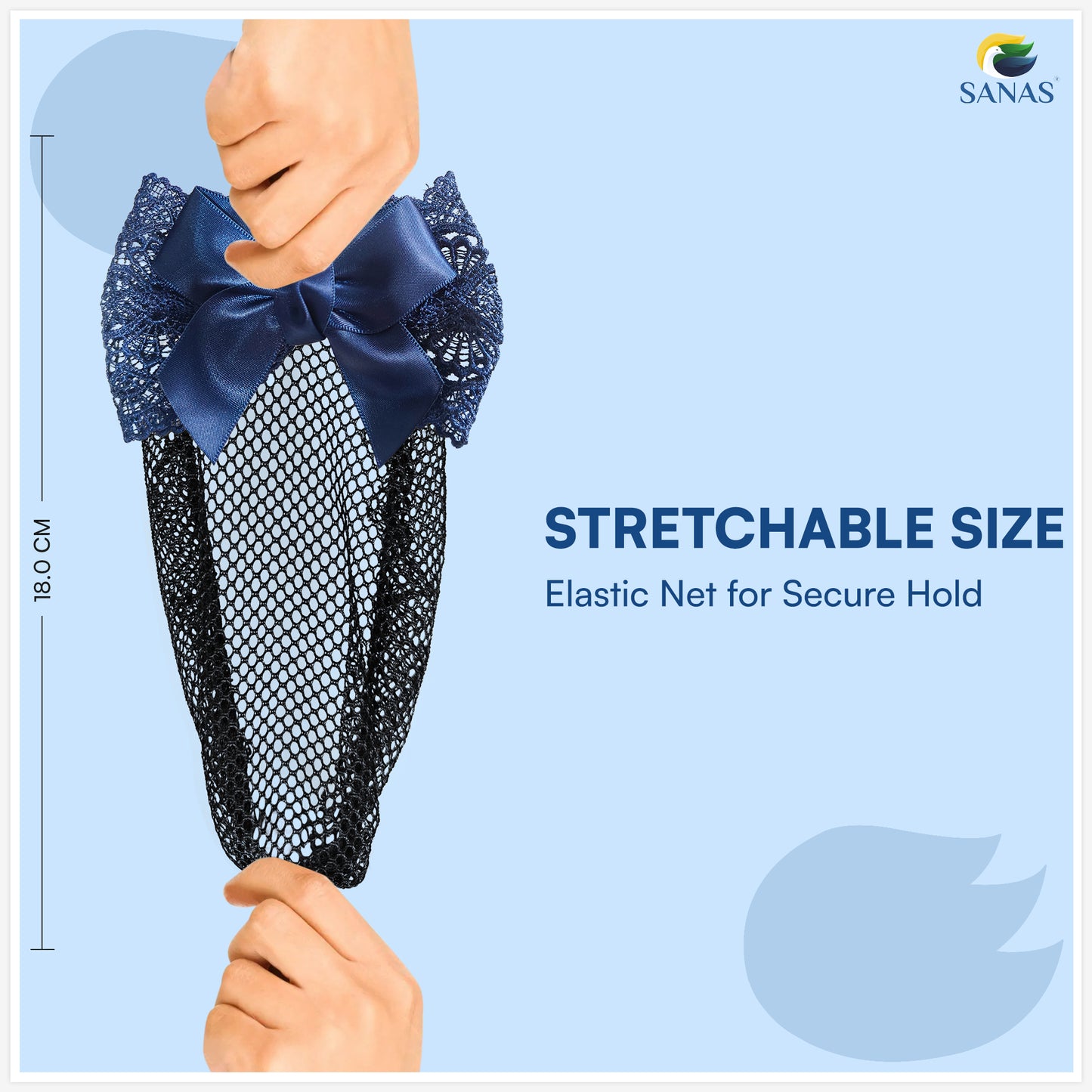 SANAS (1 Pc) Hair Clip Juda Net Elegant Blue Ribbon Hair Accessories for Women (1 Pc)