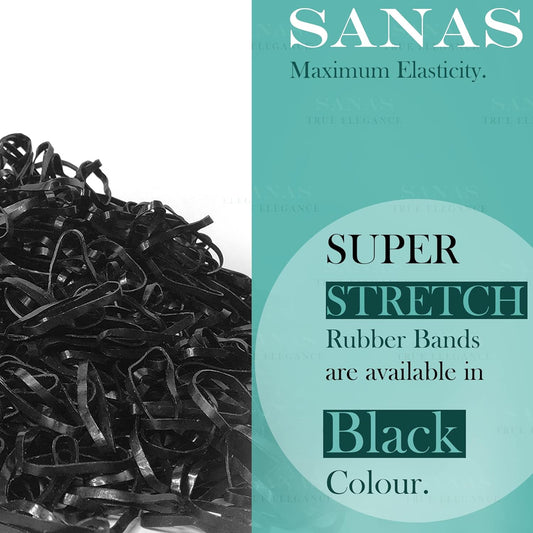 Sanas Medium Elastic Rubber Bands - 1100PCS (Black)