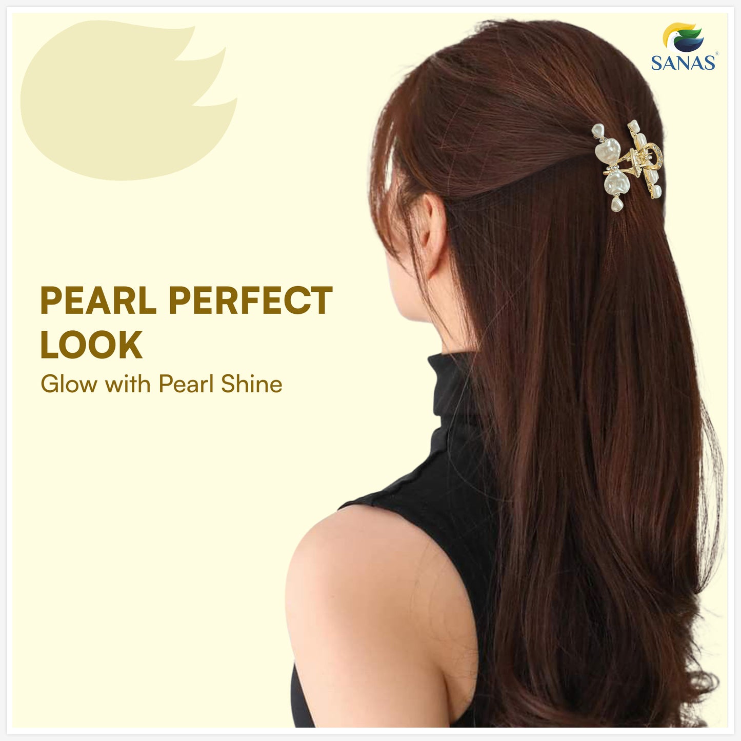 Sanas White Shell Stone Claw For Women 1 Pc