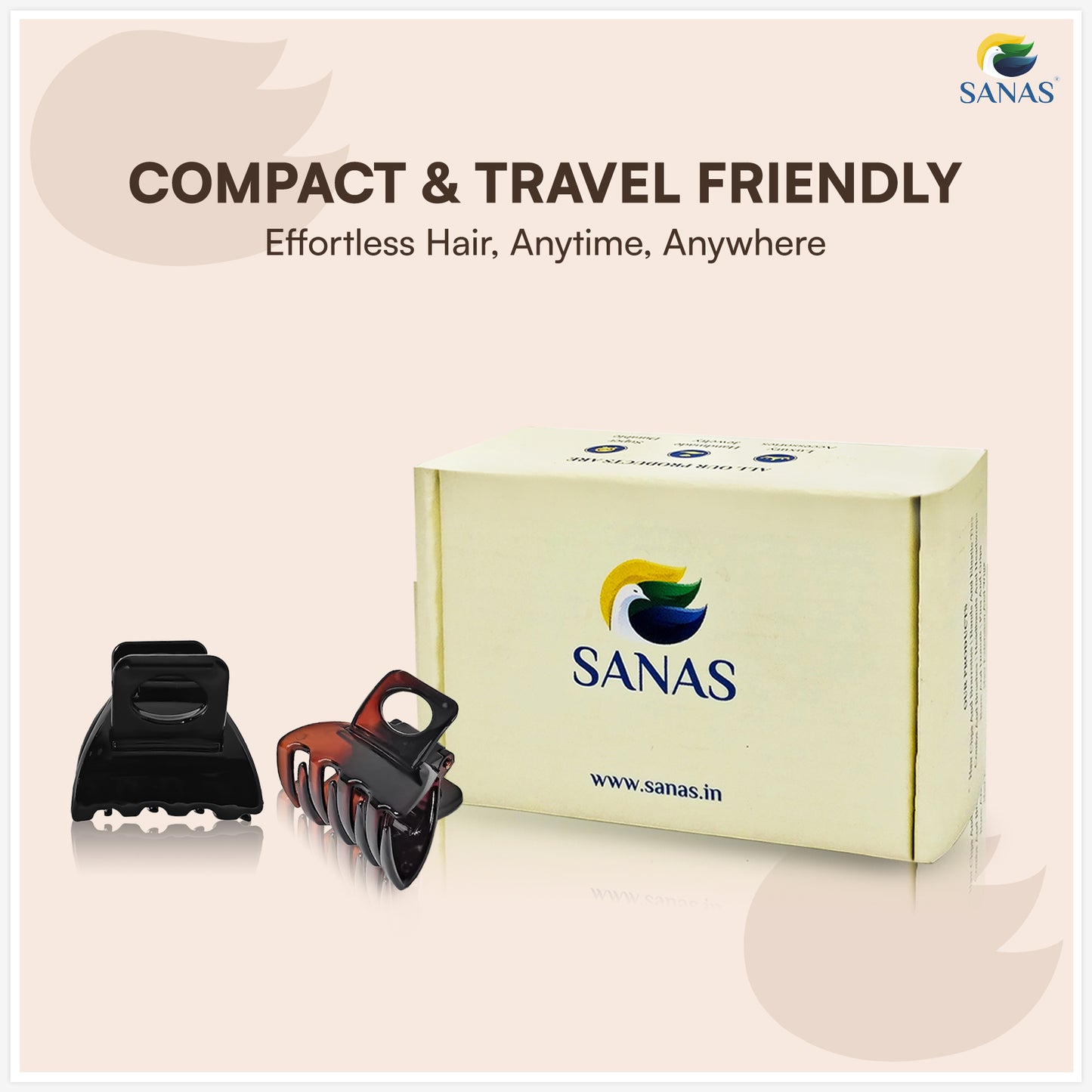 SANAS (3 Pcs) Hair Claw Clips Stylish Aesthetic Clutchers Cute Hair Accessories for Women and Girls Black Brown and Dual Tone (3 Pcs)