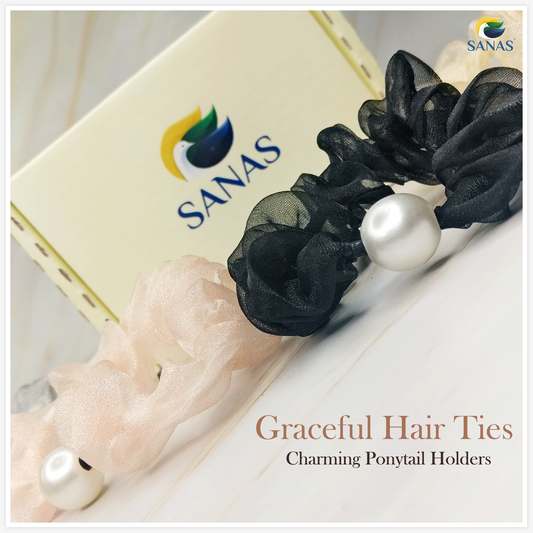 Sanas Pearl Hair Scrunchie - 5Pcs