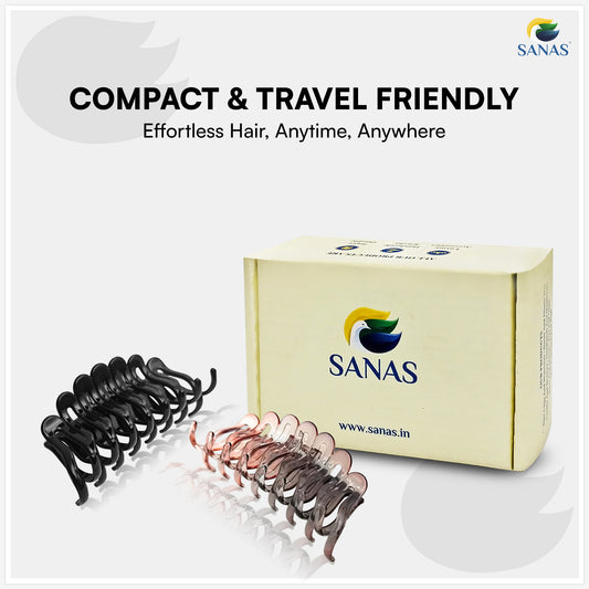 SANAS (2 Pcs) Korean Hair Claw Clips Stylish Aesthetic Clutchers Hair Accessories for Women and Girls Versatile Black and Dual Tone (2 Pcs)