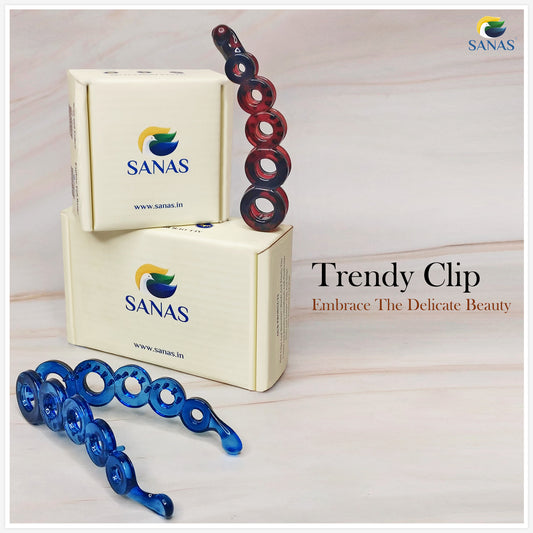 Sanas Acrylic Self Lock Banana Hair Clip - 2Pcs