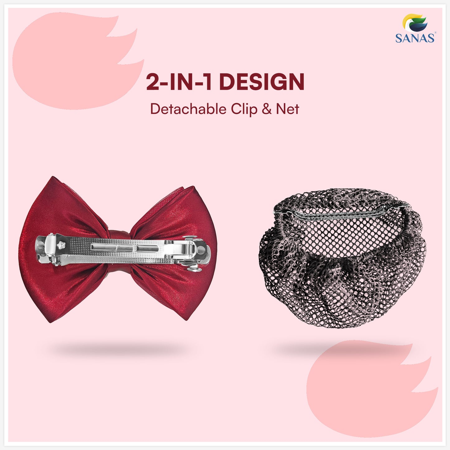 SANAS (1 Pc) Hair Clip Juda Net Shiny Red Mesh Pattern Hair Accessories for Women (1 Pc)