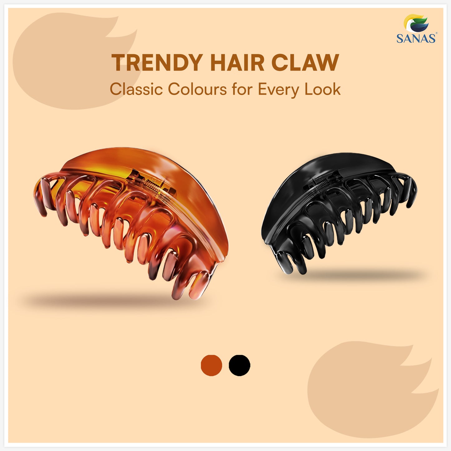 SANAS (2 Pcs) Big Clip Jumbo Hair Clips Hair Accessories for Women (2 Pcs)