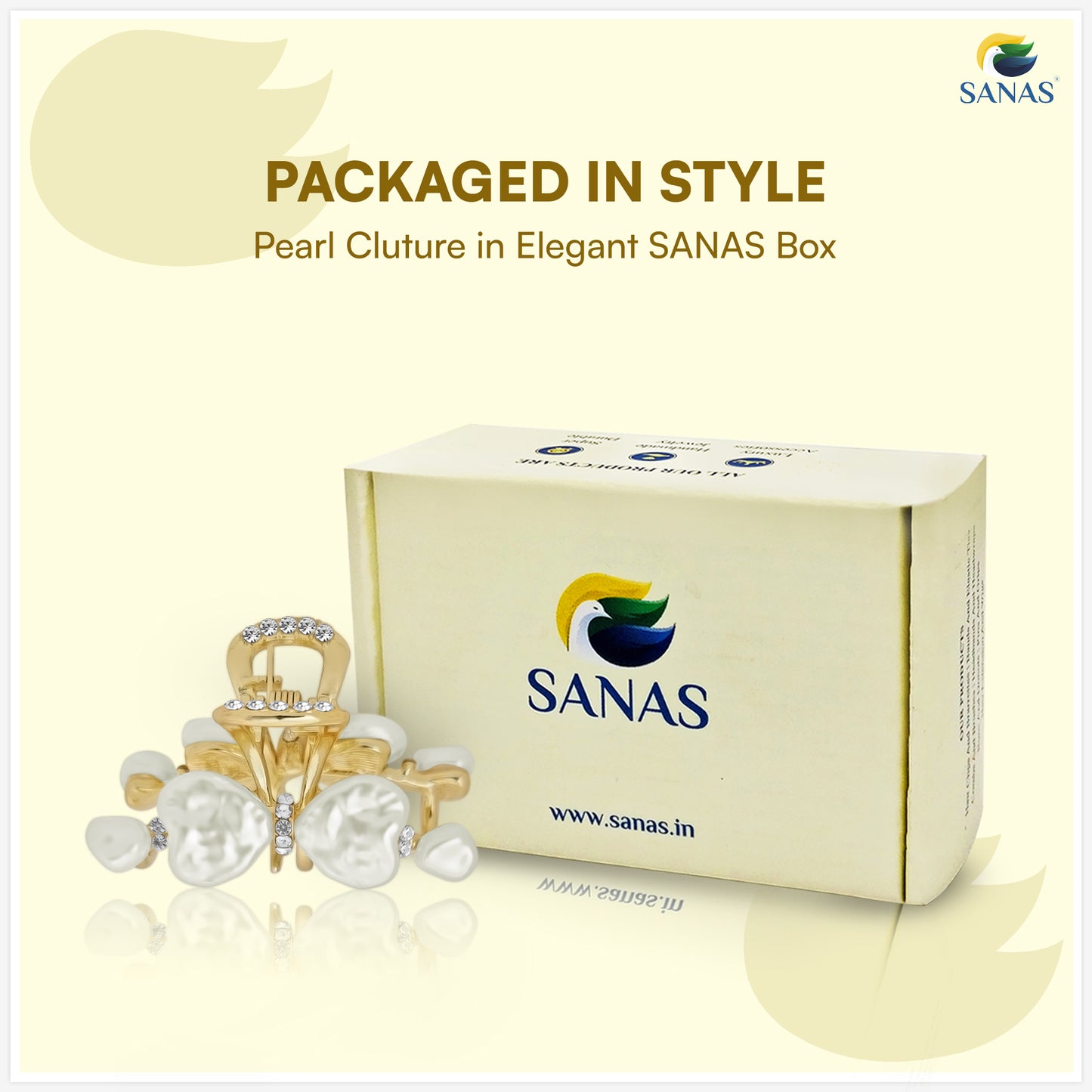 Sanas White Shell Stone Claw For Women 1 Pc