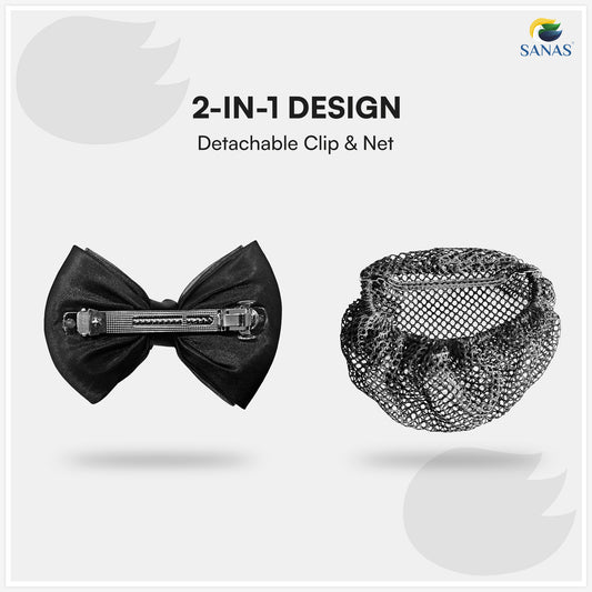 SANAS (1 Pc) Hair Clip Juda Net Fancy Barrette Hair Clips Hair Accessories for Women Attractive Black Mesh (1 Pc)