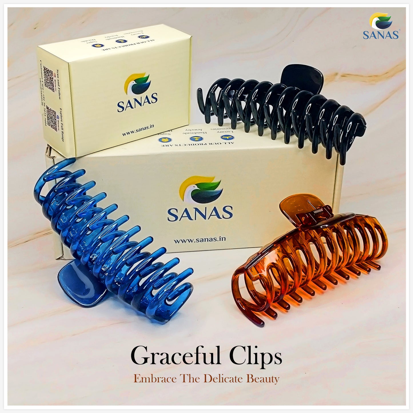 Sanas Large Hair Claw - 3Pcs