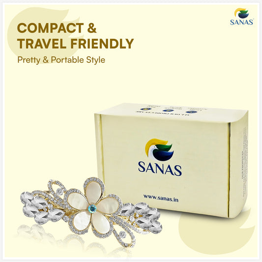 Sanas Golden Crystal Barrette For Women 1 Pc