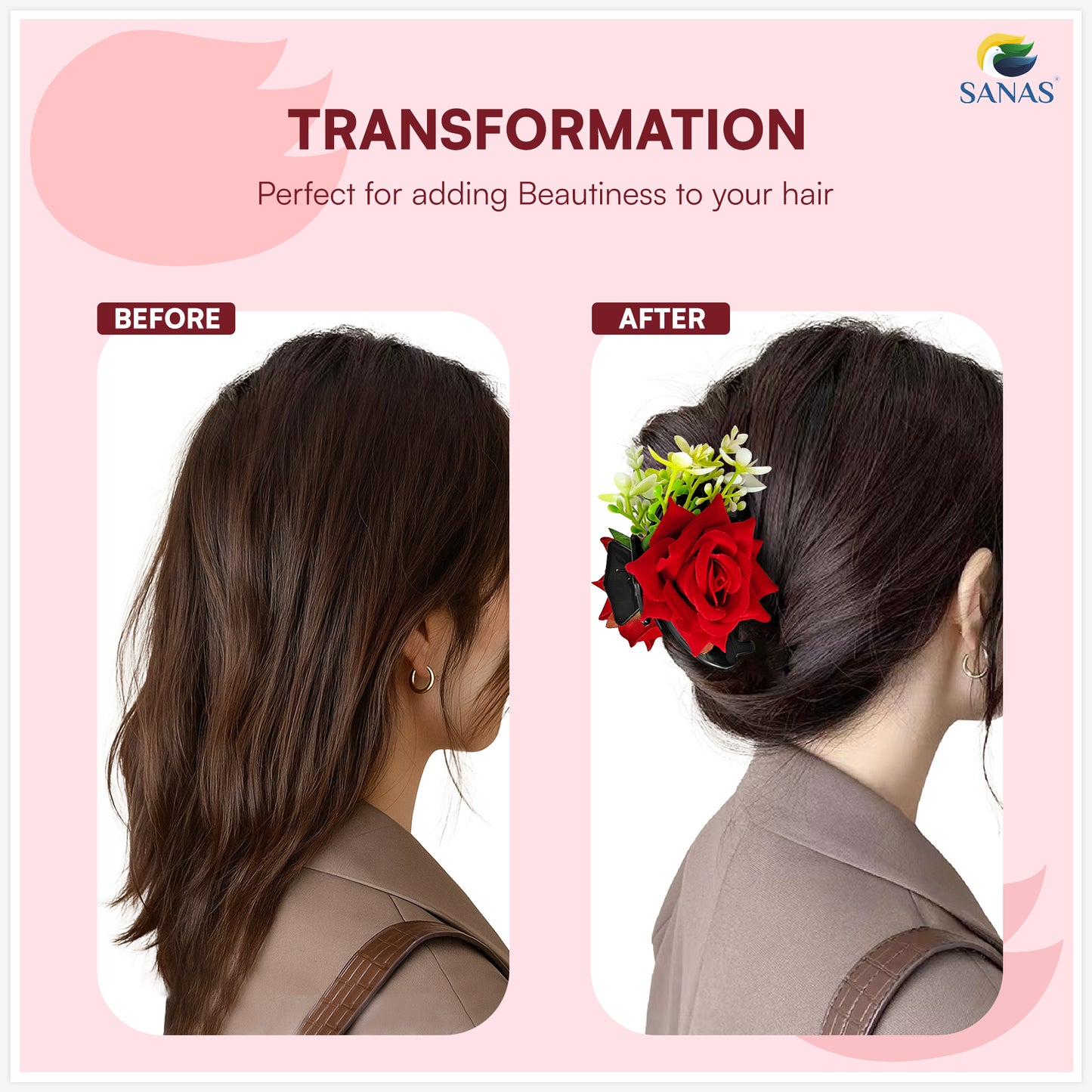 Sanas Red Rose Flower Clutcher For Women 1Pc