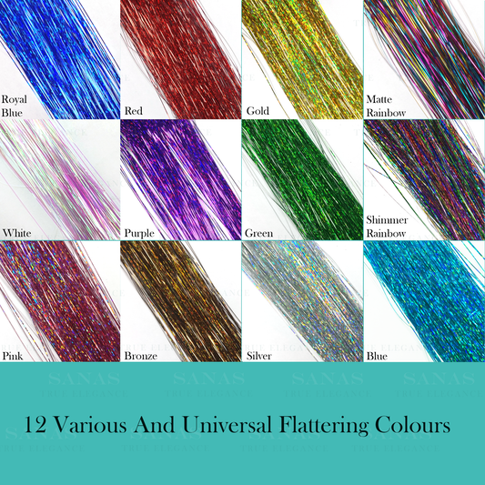 Sanas Glitter Hair Extensions Tinsel - 12Pcs