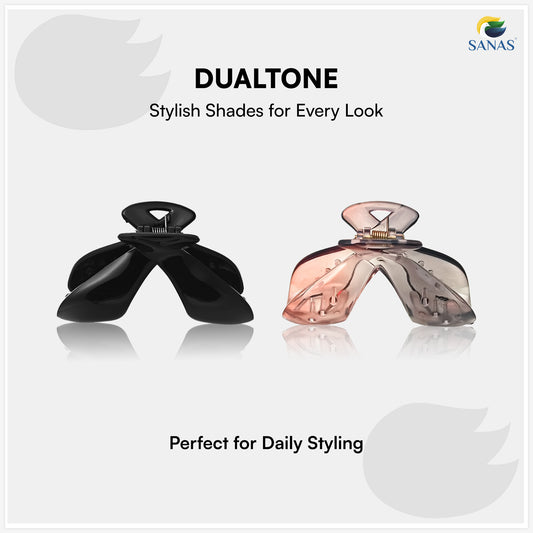 SANAS (2 Pcs) Hair Claw Clips Aesthetic Stylish Fashion Hair Accessories for Women and Girls Dual Everyday Shades (2 Pcs)