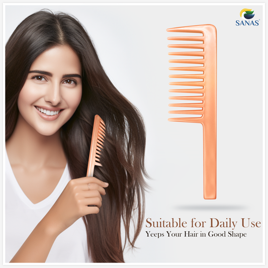 Sanas Wide Teeth Shower Shampoo Comb 2Pcs Assorted Colours