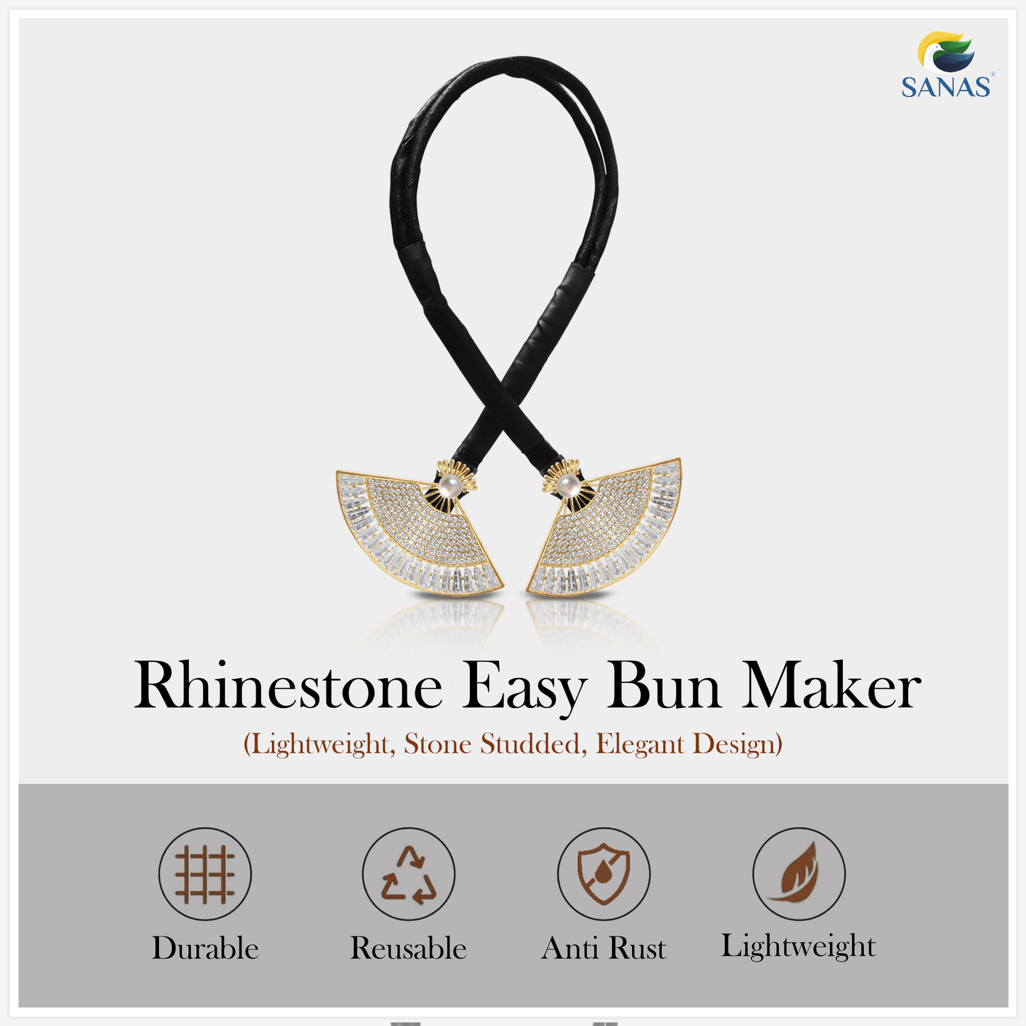 Sanas Rhinestone Hair Twist Bun Maker - 1Pc