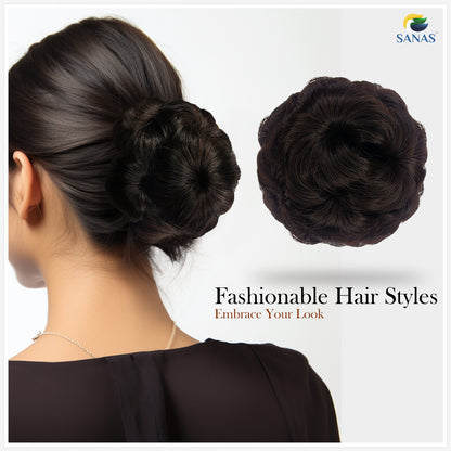 Sanas Brown Bun Clip Hair Extension - 1Pc