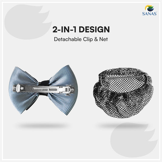 Sanas Blue Barrette Bow Net (Navy Blue) 1 Pc
