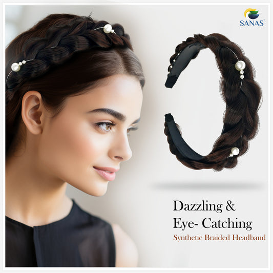 Sanas Artificial Hair Braided Pearl Hairband - 1Pc