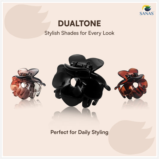 SANAS (3 Pcs) Flower Hair Clips Stylish Clutchers Claw Clips Hair Accessories for Women and Girls Mixed Shade Set (3 Pcs)