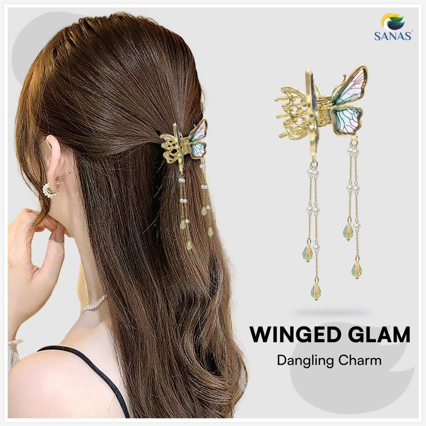 Butterfly Clips for Hair – Premium Gold Butterfly Hair Accessories with Pearl & Tassel, Strong Metal Butterfly Claw Clips for Women & Bridal Styling | Pick Any 3 Styles | Wedding & Party Wear Butterfly Hair Clutcher