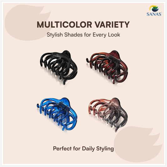 SANAS (4 Pcs) Stylish Small Hair Claw Clips Aesthetic Cute Hair Accessories for Women and Girls Versatile 4 Shades (4 Pcs)