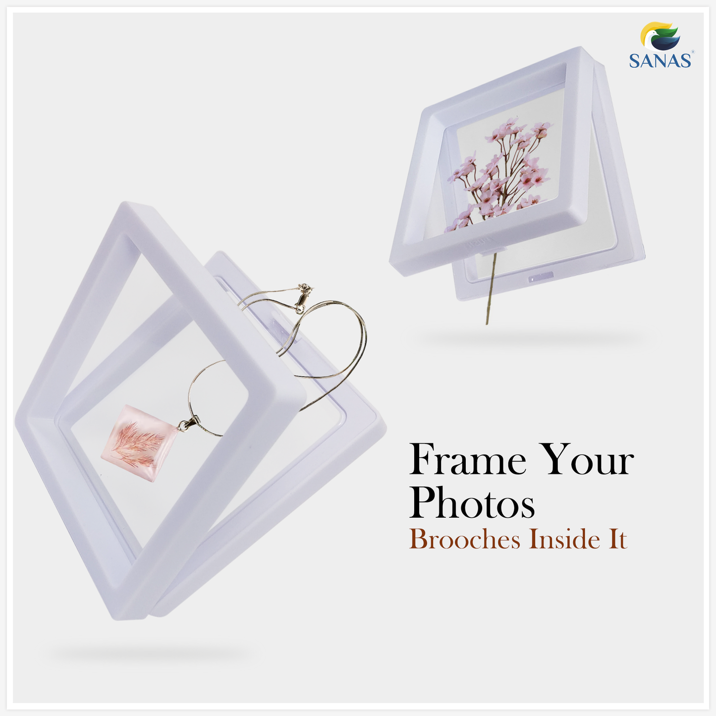 Sanas White Acrylic Shadow Box - 10Pcs