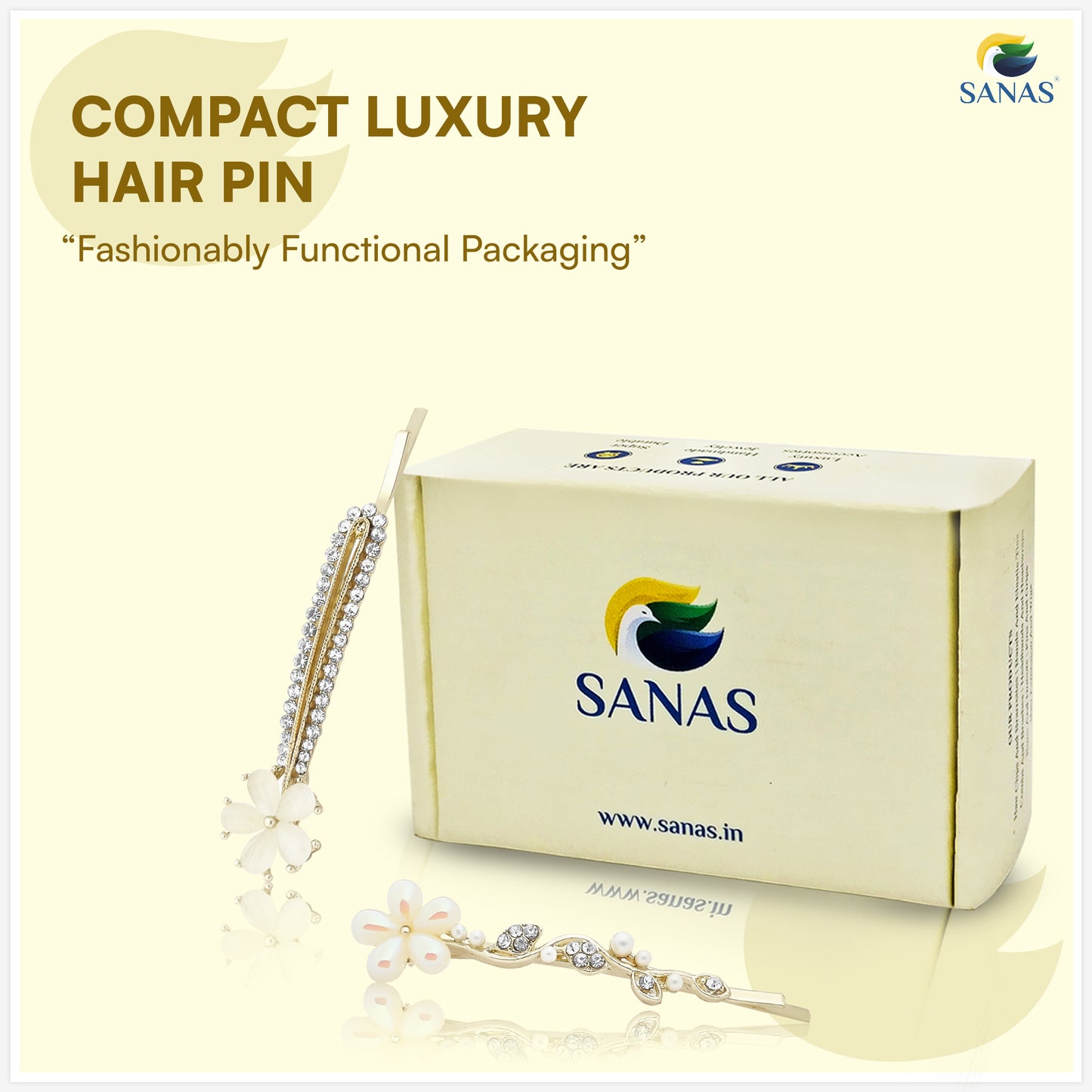 Sanas Flower Bobby Pins For Women 2 Pcs