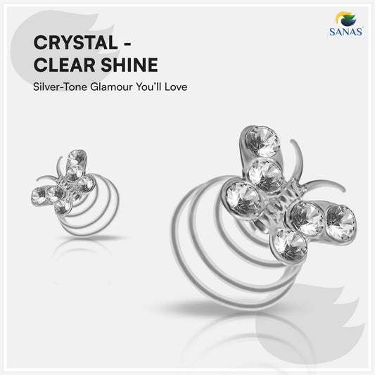 Sanas Crystal Butterfly Hair Bun Pin For Women Pack Of 12