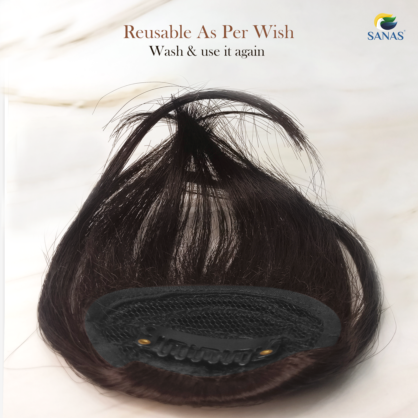 Sanas Brown Hair Bangs Extension - 1Pc