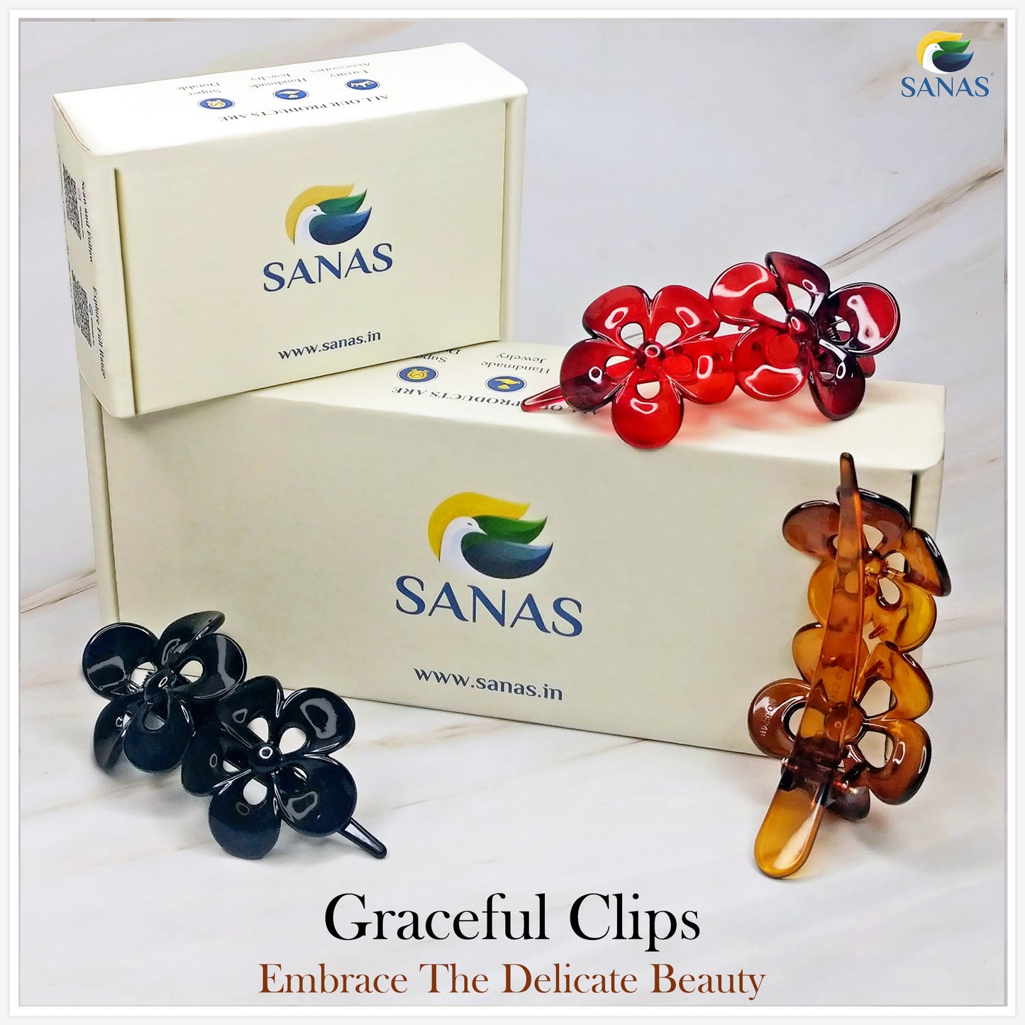 Sanas Korean Hair Clutchers For Women - 4Pcs