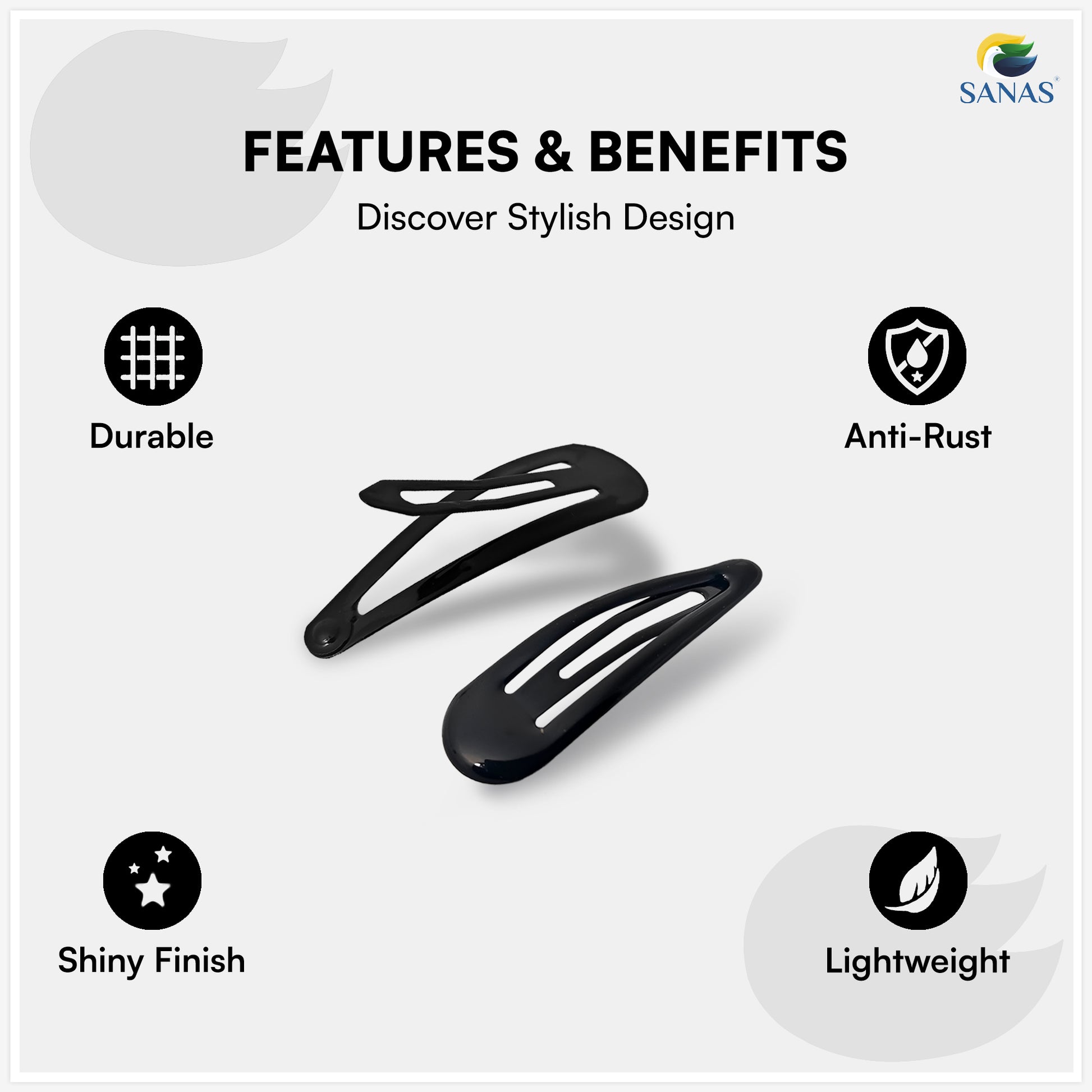 Black snap barrettes for everyday hair styling