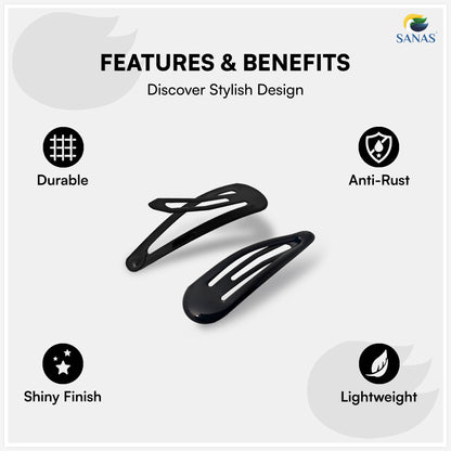 Black snap barrettes for everyday hair styling