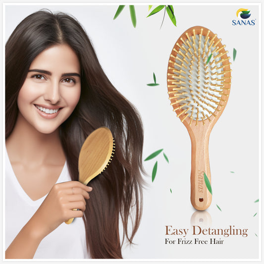 Sanas Wooden Hair Bamboo Brush - 1Pc