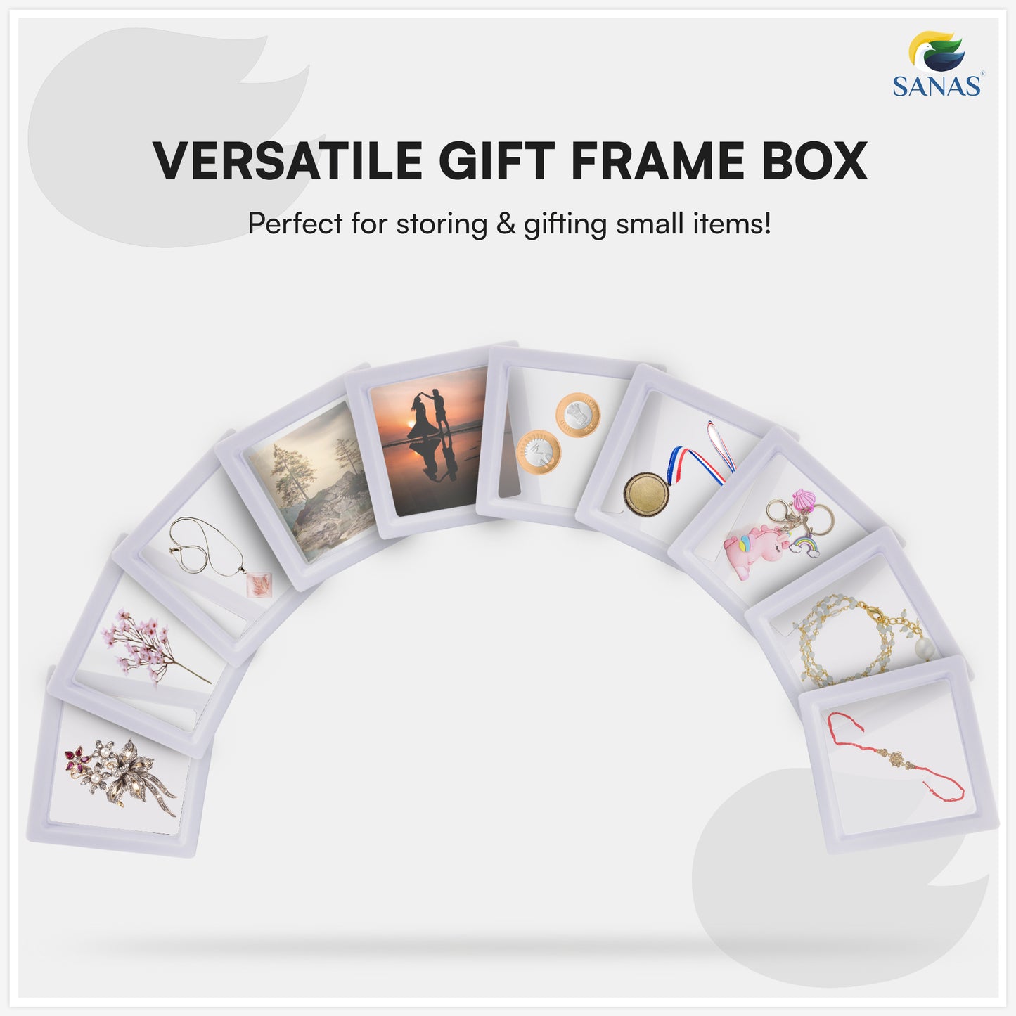 Jewelry Display Stand Shadow Box Frame Set of 6