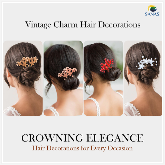 Sanas Colorful Flower Hair Juda Pins - 6Pcs