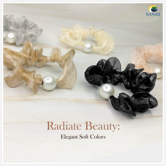 Sanas Pearl Hair Scrunchie - 5Pcs