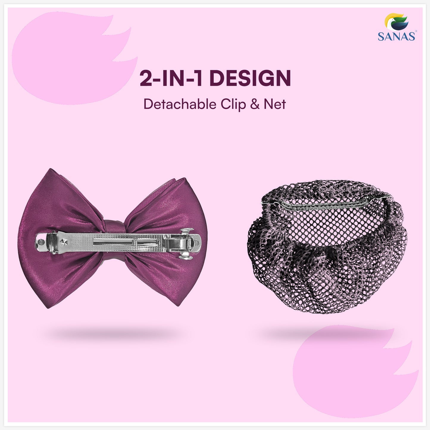SANAS (1 Pc) Hair Clip Juda Net Shiny Purple Mesh Pattern Hair Accessories for Women (1 Pc)