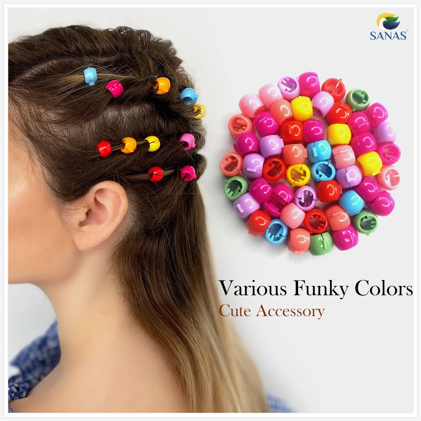 Sanas Cute Beads Baby Hair Clip - 100Pcs