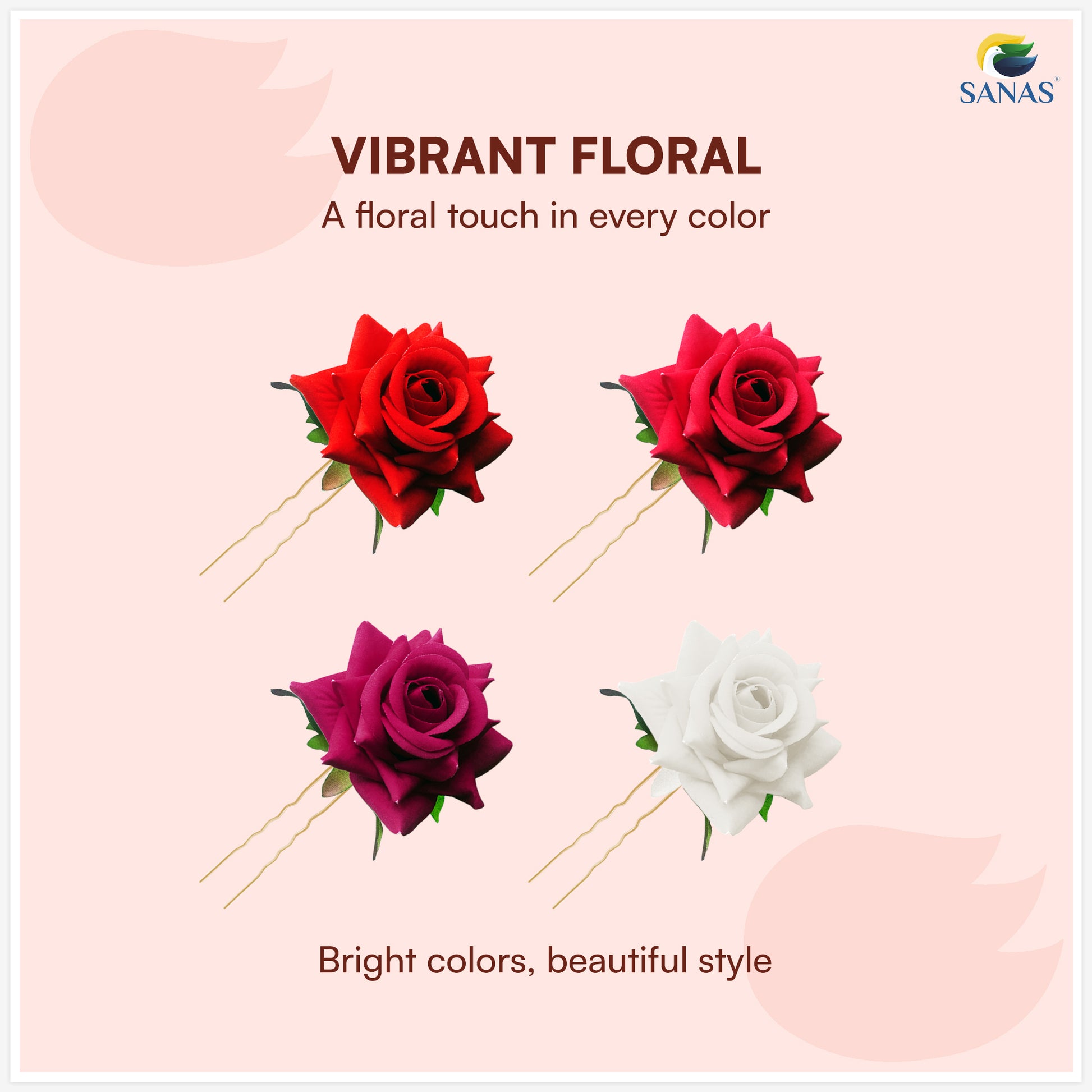 Decorative rose hair pins for traditional occasions