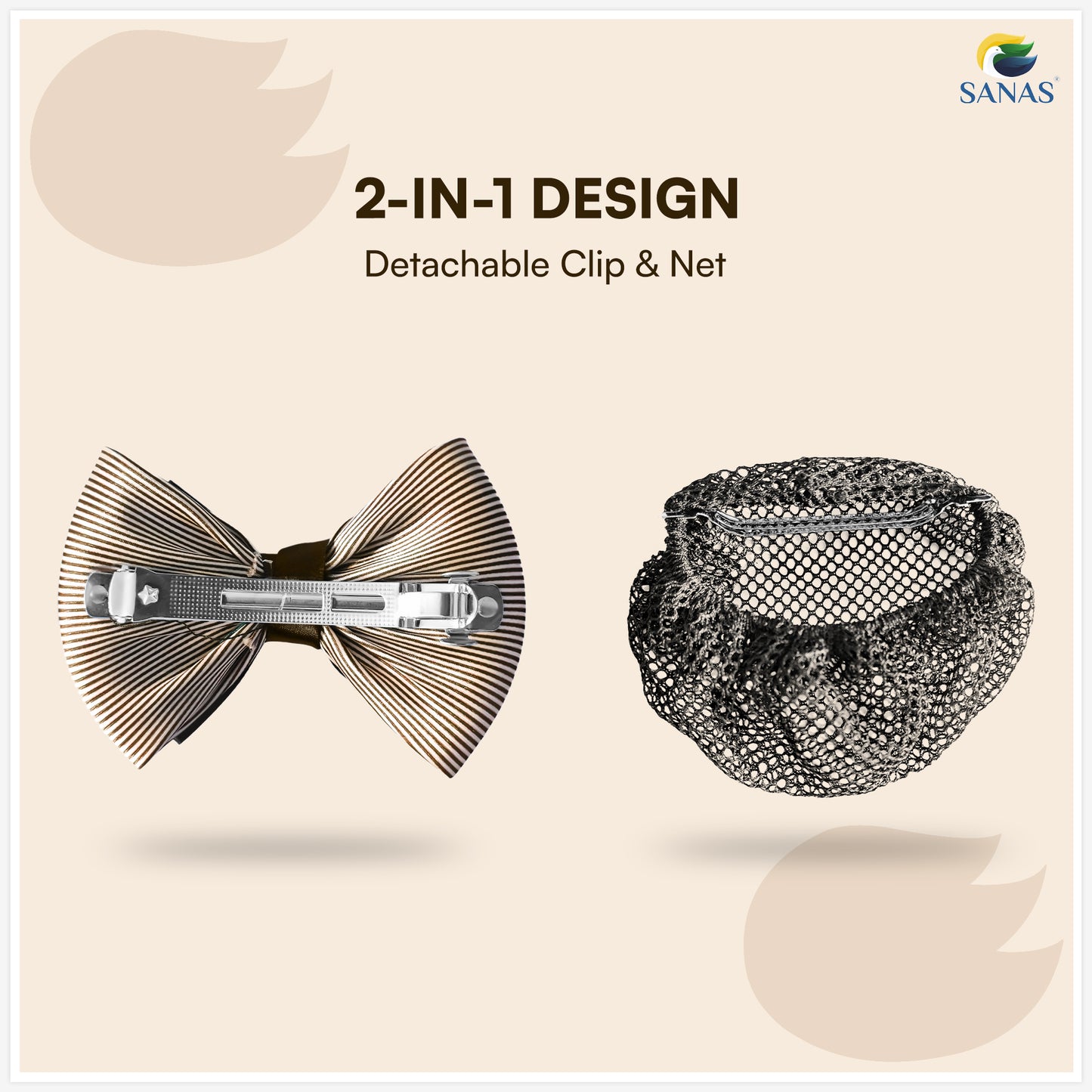 Sanas hair clip juda net brown for women (1Pc)